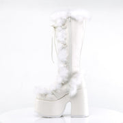 CAMEL-311 White Vegan Leather Knee Boot Demonia US Size (Women's): 6
