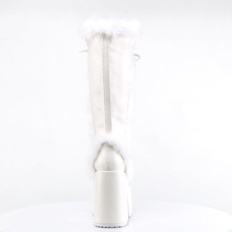 CAMEL-311 White Vegan Leather Knee Boot Demonia US Size (Women's): 6