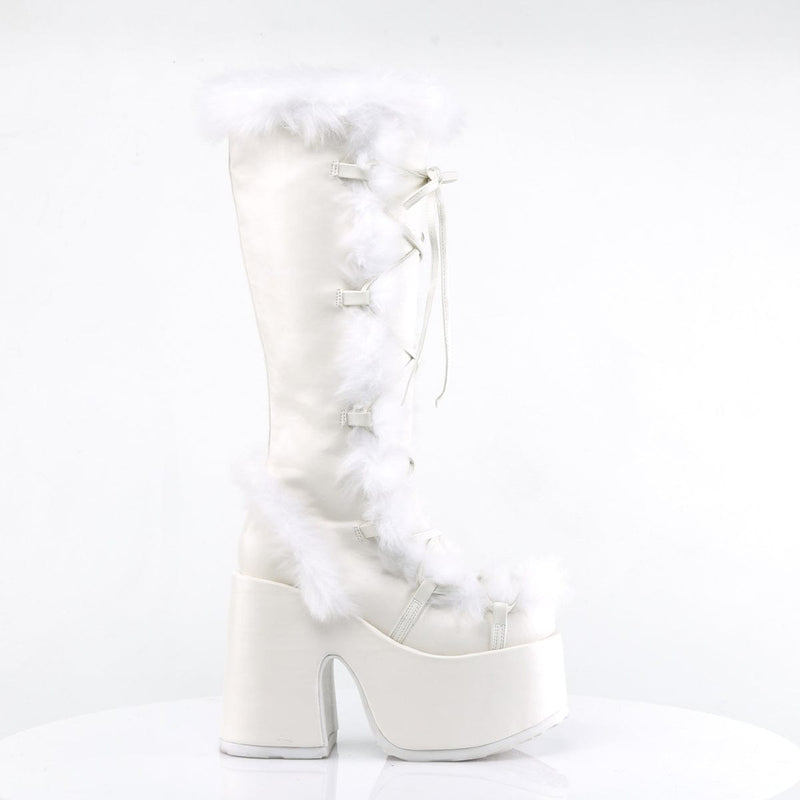 CAMEL-311 White Vegan Leather Knee Boot Demonia US Size (Women's): 6