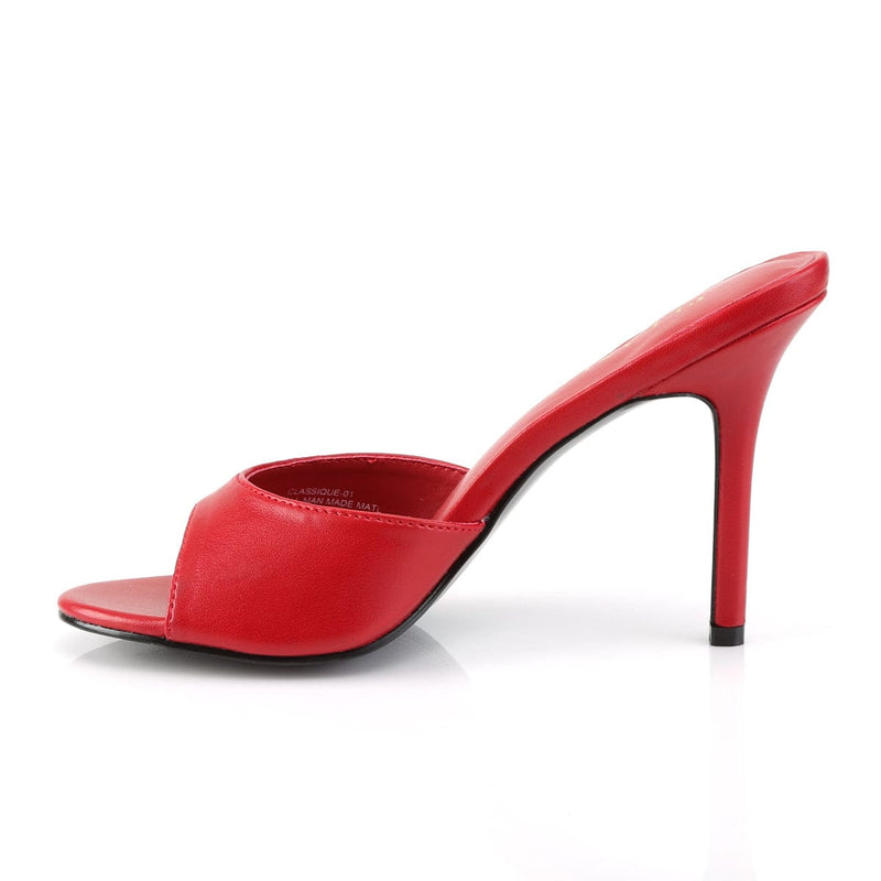 CLASSIQUE-01 Red Kid Pu Slide Pleaser US Size (Women's): 5