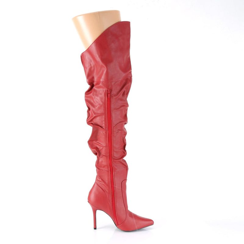 CLASSIQUE-3011 Red Faux Leather Thigh Boot Pleaser US Size (Women's): 5