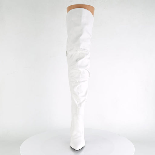 CLASSIQUE-3011 White Faux Leather Thigh Boot Pleaser US Size (Women's): 5