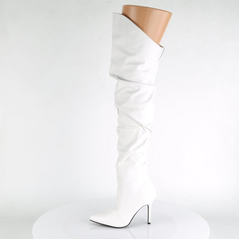 CLASSIQUE-3011 White Faux Leather Thigh Boot Pleaser US Size (Women's): 5