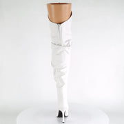 CLASSIQUE-3011 White Faux Leather Thigh Boot Pleaser US Size (Women's): 5
