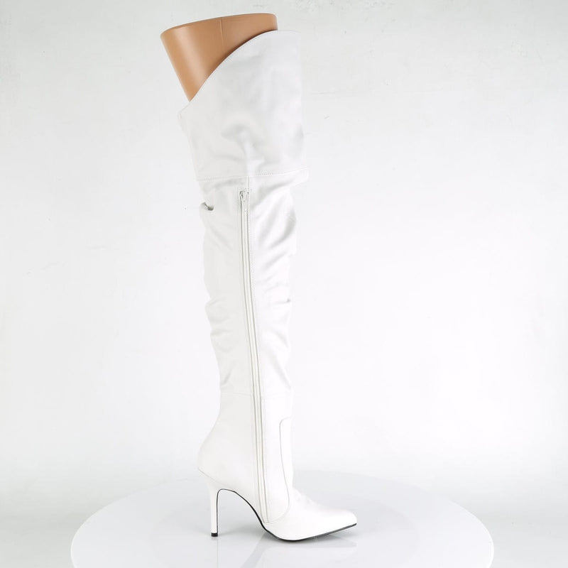 CLASSIQUE-3011 White Faux Leather Thigh Boot Pleaser US Size (Women's): 5