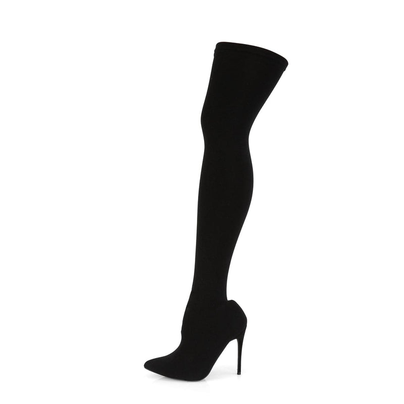 COURTLY-3005 Black Nylon Thigh Boot Pleaser US Size (Women's): 6