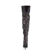 COURTLY-3015 Black Multi Glitter Thigh Boot Pleaser US Size (Women's): 6