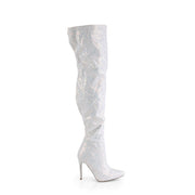 COURTLY-3015 White Multi Glitter Thigh Boot Pleaser US Size (Women's): 6