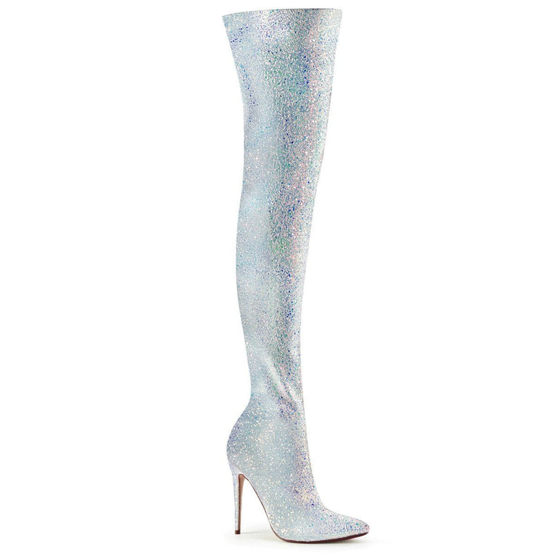 COURTLY-3015 White Multi Glitter Thigh Boot Pleaser US Size (Women's): 6