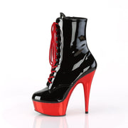DELIGHT-1020 Black Patent/Red Chrome Ankle Boot Pleaser US Size (Women's): 5