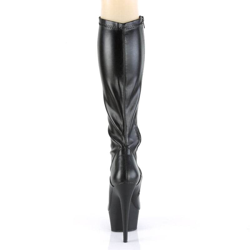 DELIGHT-2000 Black Stretch Faux Leather/Black Matte Knee Boot Pleaser US Size (Women's): 5