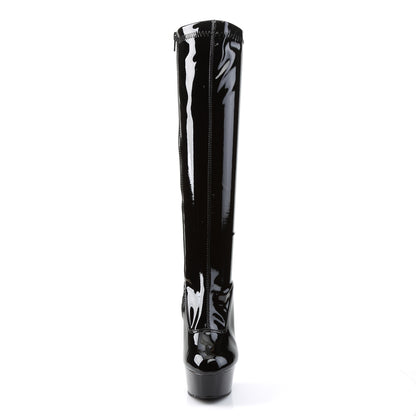 DELIGHT-2000 Black Stretch Patent Knee Boot Pleaser