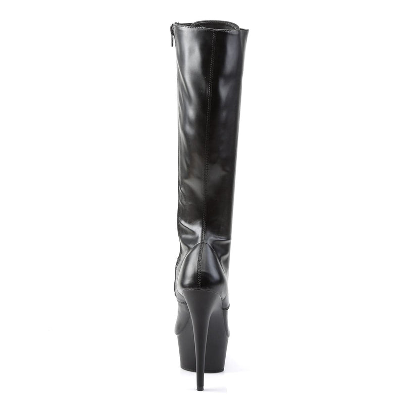 DELIGHT-2023 Black Stretch Faux Leather/Black Matte Knee Boot Pleaser US Size (Women's): 5
