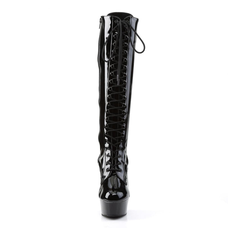 DELIGHT-2023 Black Stretch Patent/Black Knee Boot Pleaser US Size (Women's): 5