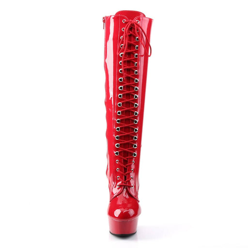 DELIGHT-2023 Red Stretch Patent/Red Knee Boot Pleaser US Size (Women's): 5