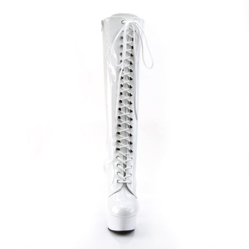 DELIGHT-2023 White Stretch Patent/White Knee Boot Pleaser US Size (Women's): 5