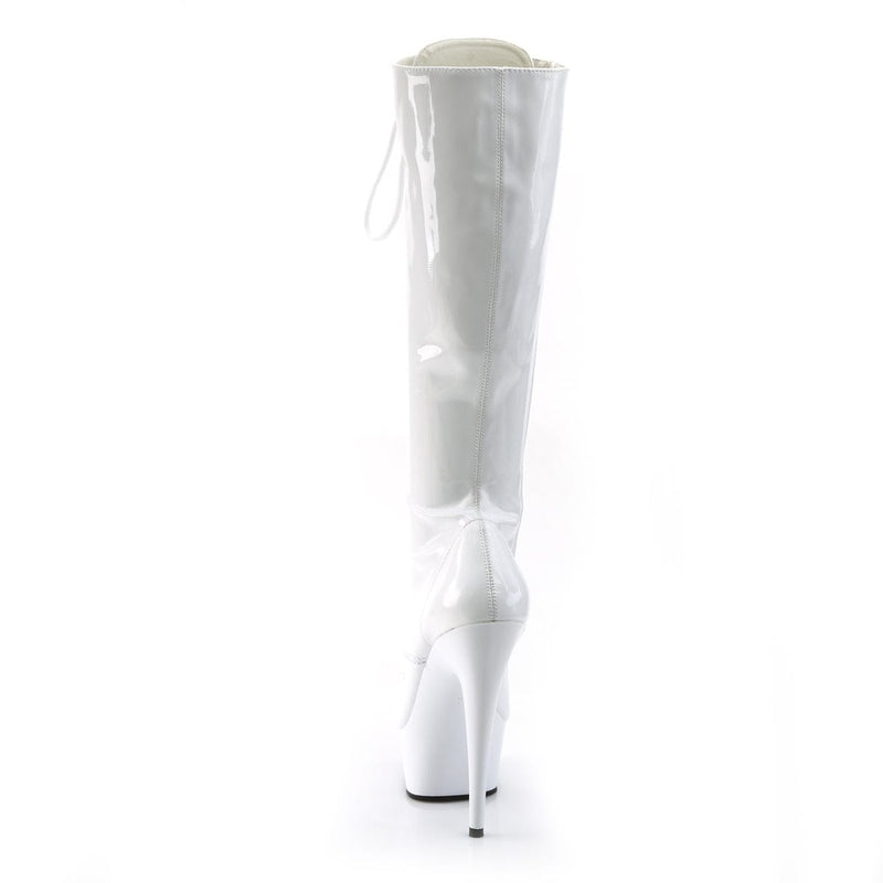 DELIGHT-2023 White Stretch Patent/White Knee Boot Pleaser US Size (Women's): 5