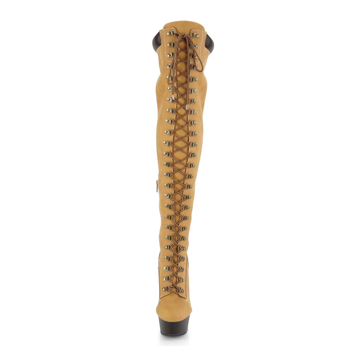 DELIGHT-3000TL Tan Nubuck Faux Leather/Dark Brown Matte Boot Pleaser US Size (Women's): 5