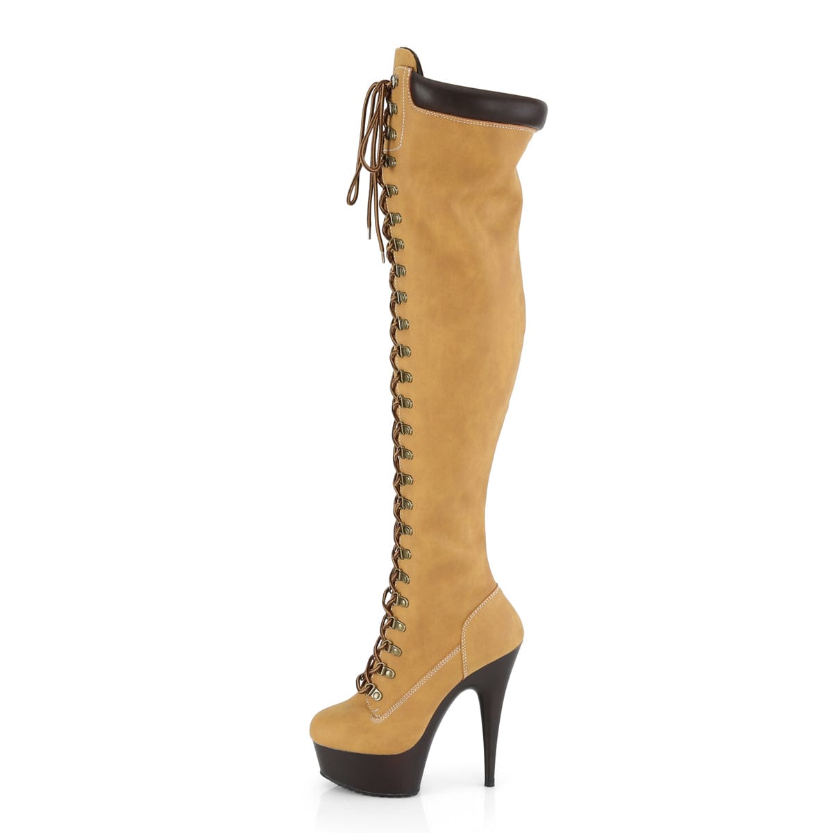 DELIGHT-3000TL Tan Nubuck Faux Leather/Dark Brown Matte Boot Pleaser US Size (Women's): 5