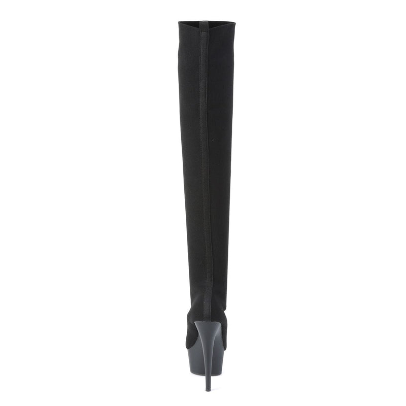 DELIGHT-3002-1 Black Stretch Knit Fabric/Black Matte Thigh Boot Pleaser US Size (Women's): 5