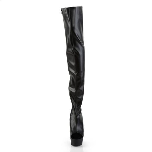 DELIGHT-3017 Black Stretch Faux Leather/Black Boot Pleaser US Size (Women's): 6