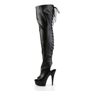 DELIGHT-3017 Black Stretch Faux Leather/Black Boot Pleaser US Size (Women's): 6