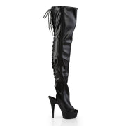 DELIGHT-3017 Black Stretch Faux Leather/Black Boot Pleaser US Size (Women's): 6
