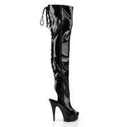 DELIGHT-3017 Black Stretch Patent/Black Boot Pleaser US Size (Women's): 6