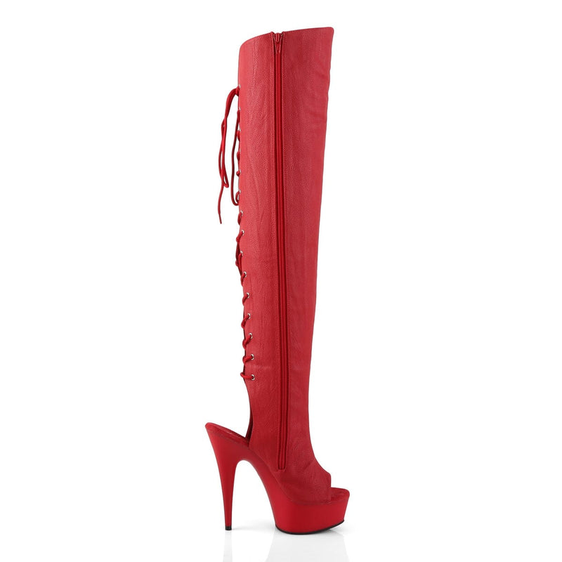 DELIGHT-3019 Red Faux Leather/Red Matte Boot Pleaser US Size (Women's): 5