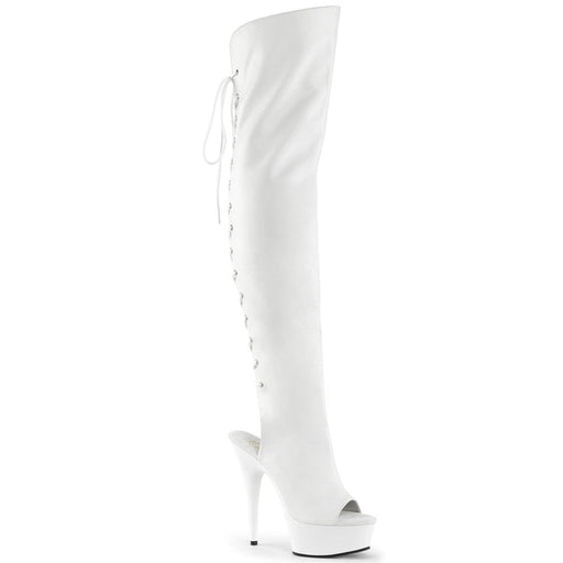 DELIGHT-3019 White Faux Leather/White Boot Pleaser US Size (Women's): 5