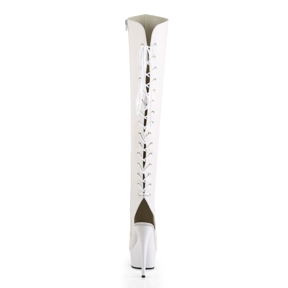 DELIGHT-3019 White Faux Leather/White Boot Pleaser US Size (Women's): 5