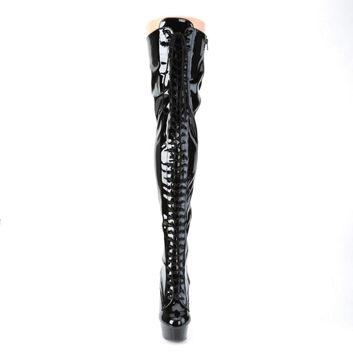 DELIGHT-3023 Black Stretch Patent/Black Thigh Boot Pleaser US Size (Women's): 5