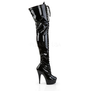 DELIGHT-3023 Black Stretch Patent/Black Thigh Boot Pleaser US Size (Women's): 5