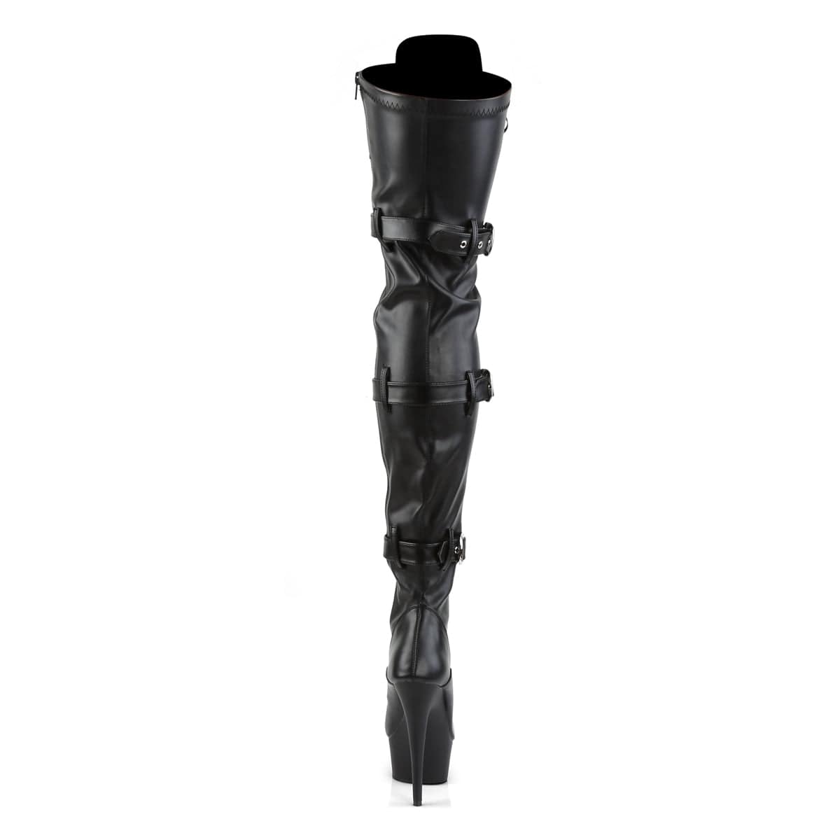 DELIGHT-3028 Black Stretch Faux Leather/Black Matte Boot Pleaser US Size (Women's): 5