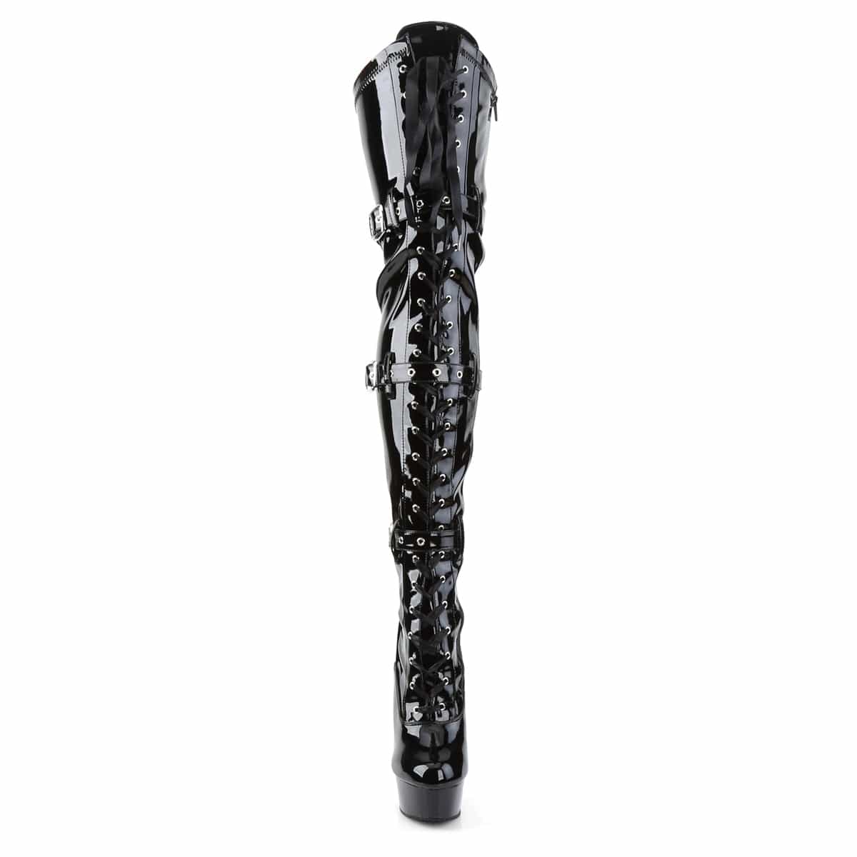 DELIGHT-3028 Black Stretch Patent/Black Boot Pleaser US Size (Women's): 5