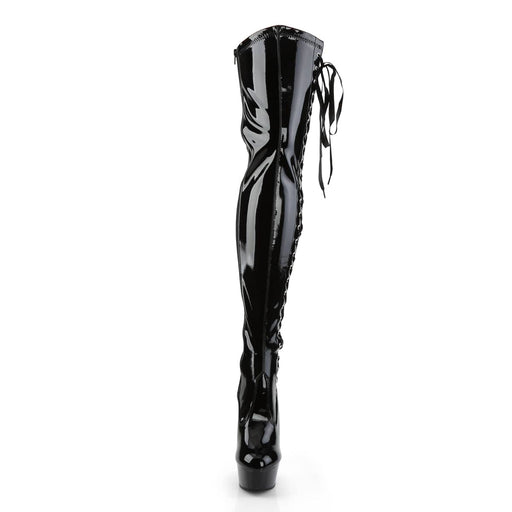 DELIGHT-3050 Black Stretch Patent/Black Thigh Boot Pleaser US Size (Women's): 5