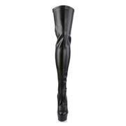 DELIGHT-3063 Black Stretch Faux Leather/Black Thigh Boot Pleaser US Size (Women's): 5