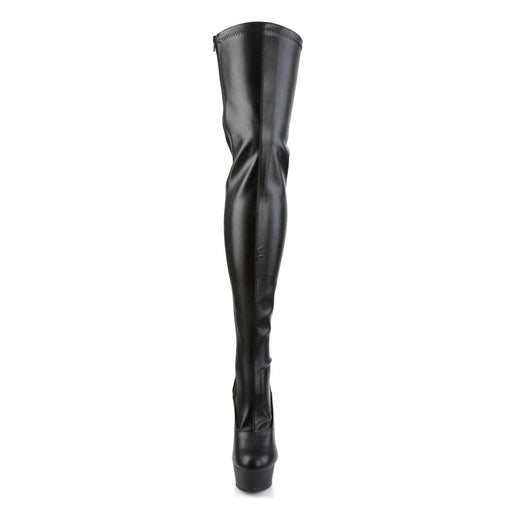 DELIGHT-3063 Black Stretch Faux Leather/Black Thigh Boot Pleaser US Size (Women's): 5
