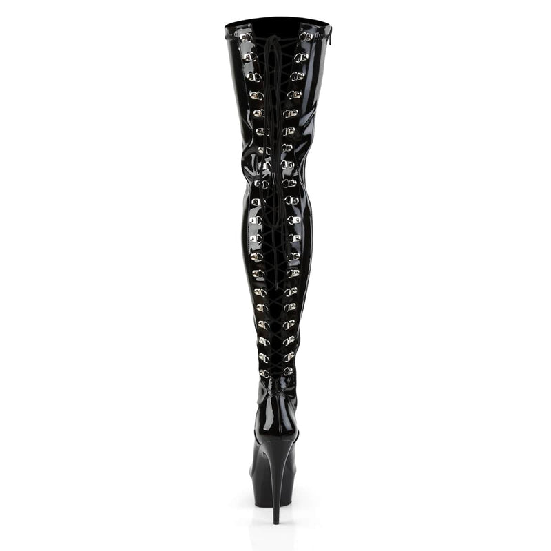 DELIGHT-3063 Black Stretch Patent/Black Thigh Boot Pleaser US Size (Women's): 5