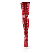 DELIGHT-3063 Red Stretch Patent/Red Thigh Boot Pleaser US Size (Women's): 5