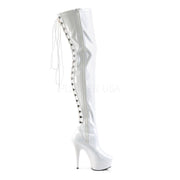 DELIGHT-3063 White Stretch Patent/White Thigh Boot Pleaser US Size (Women's): 5