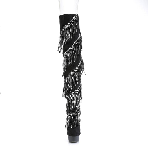 DELIGHT-3065 Black Faux Suede-Silver/Black Matte Thigh Boot Pleaser US Size (Women's): 6