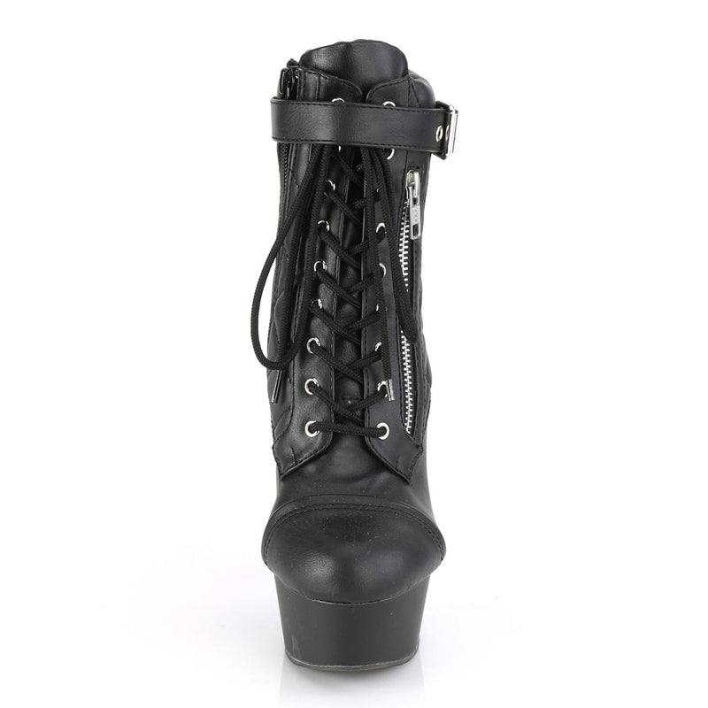 DELIGHT-600-05 Black Faux Leather/Black Matte Ankle Boot Pleaser US Size (Women's): 5