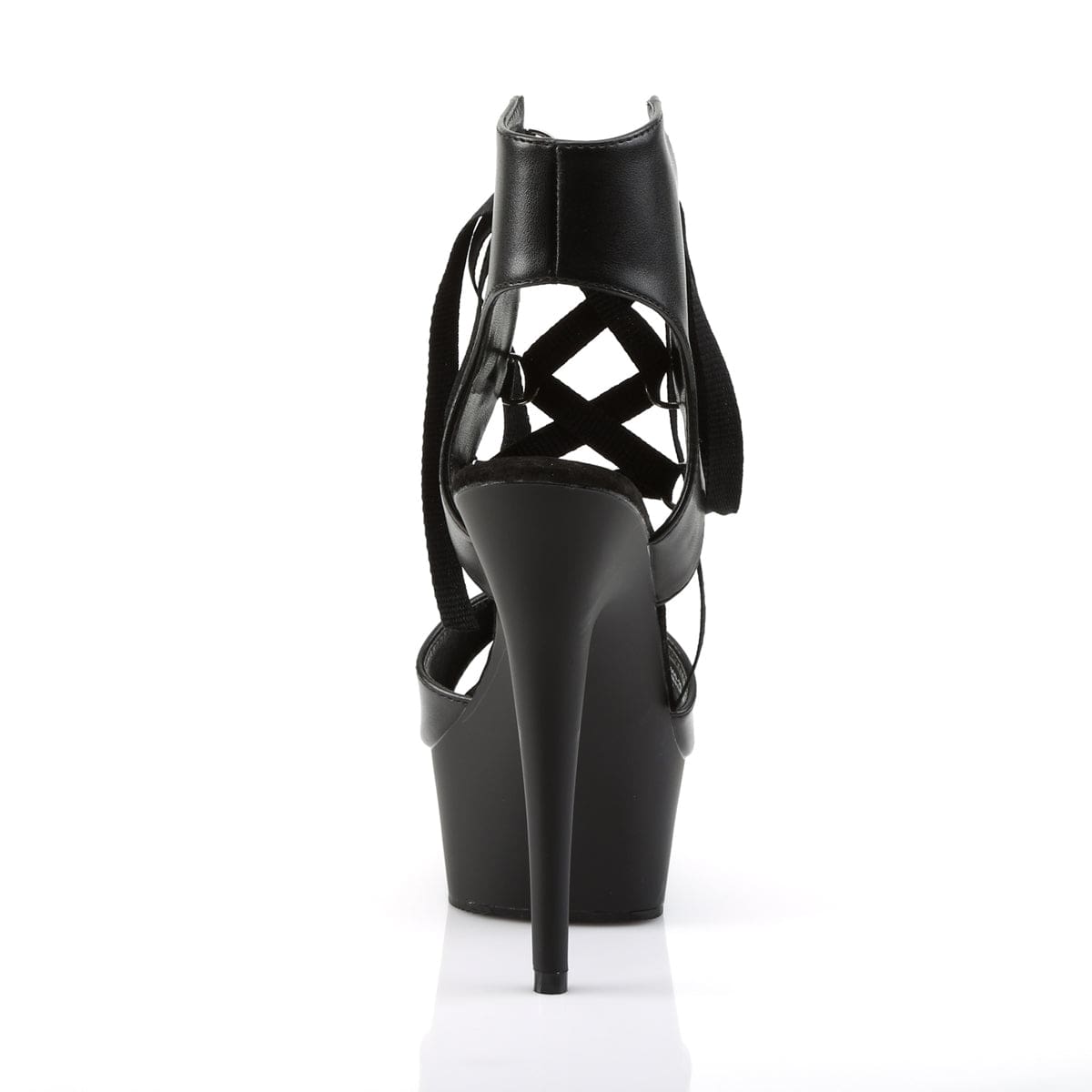 DELIGHT-600-14 Black Faux Leather/ Black Platform Sandal Pleaser US Size (Women's): 5
