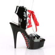 DELIGHT-600-14FH Black Patent/Black Platform Sandal Pleaser US Size (Women's): 5