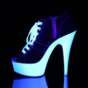 DELIGHT-600SK-01 Black Canvas/Neon White Sneaker Heels Pleaser US Size (Women's): 5