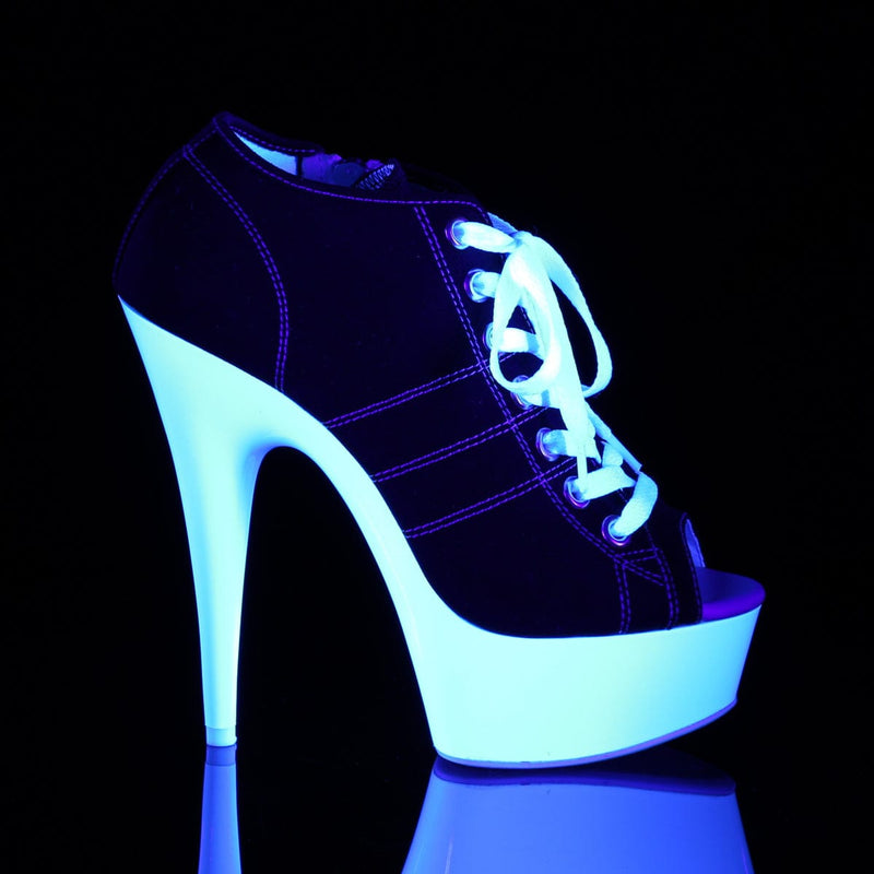 DELIGHT-600SK-01 Black Canvas/Neon White Sneaker Heels Pleaser US Size (Women's): 5