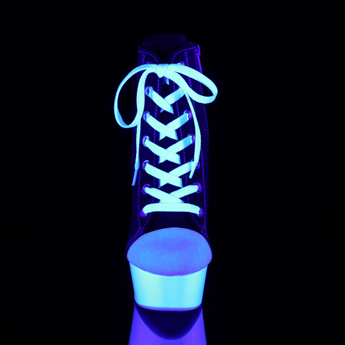 DELIGHT-600SK-02 Black Canvas/Neon White Sneaker Heels Pleaser US Size (Women's): 5