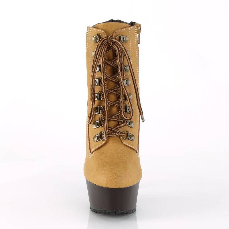 DELIGHT-600TL-02 Tan Nubuck Faux Leather/Dark Brown Matte Boot Pleaser US Size (Women's): 5