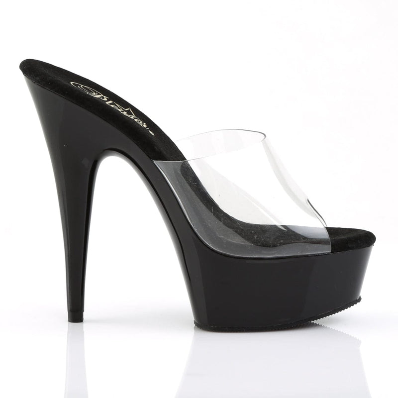 DELIGHT-601 Clear/Black Slide Pleaser US Size (Women's): 5